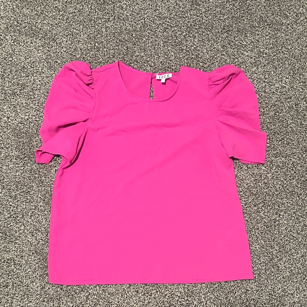 TCEC Vibrant Pink Puff Sleeve Blouse